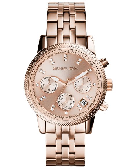 michael kors ritz chronograph bracelet watch rose golden yotube|MK6077 .